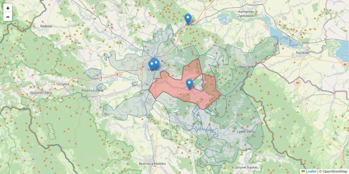 Szczegółowa mapa kodu pocztowego 57-312 z granicami, sąsiednimi kodami pocztowymi i urzędami pocztowymi