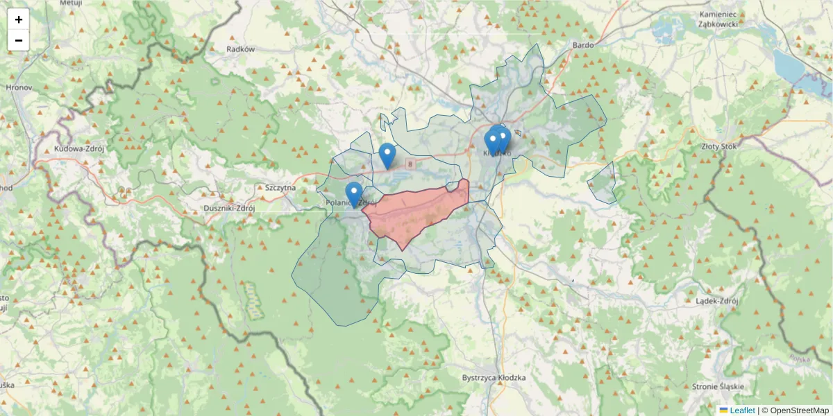 Szczegółowa mapa kodu pocztowego 57-313 z granicami, sąsiednimi kodami pocztowymi i urzędami pocztowymi