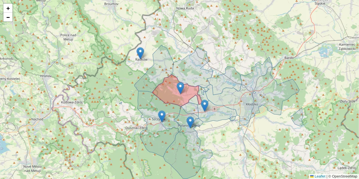 Szczegółowa mapa kodu pocztowego 57-322 z granicami, sąsiednimi kodami pocztowymi i urzędami pocztowymi