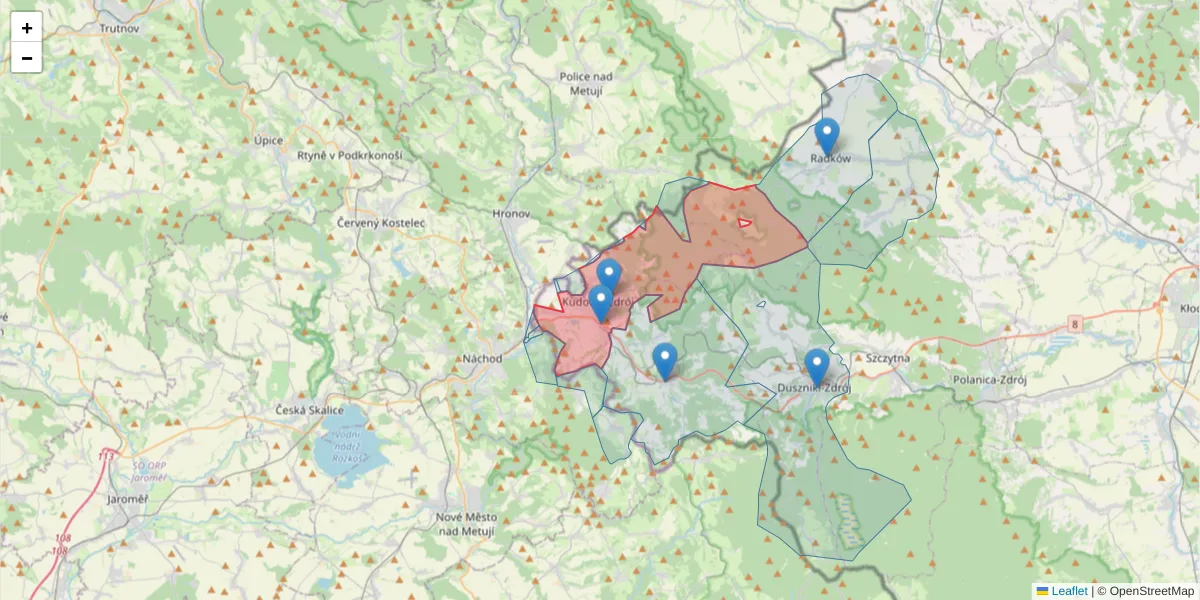 Szczegółowa mapa kodu pocztowego 57-350 z granicami, sąsiednimi kodami pocztowymi i urzędami pocztowymi