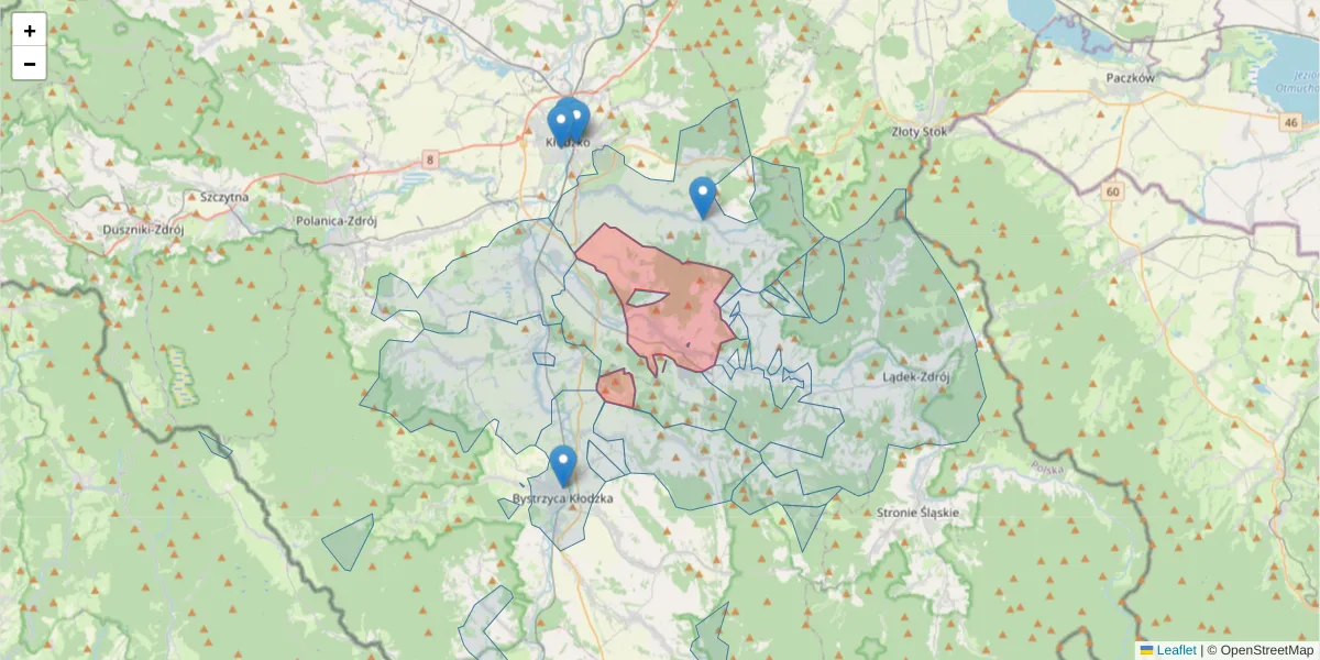 Szczegółowa mapa kodu pocztowego 57-360 z granicami, sąsiednimi kodami pocztowymi i urzędami pocztowymi
