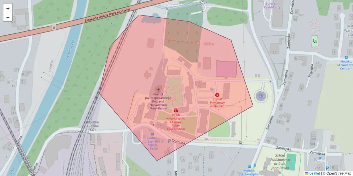 Szczegółowa mapa kodu pocztowego 58-503 z granicami, sąsiednimi kodami pocztowymi i urzędami pocztowymi