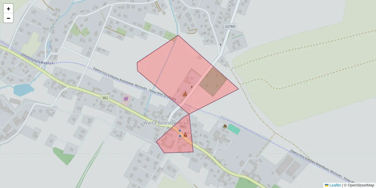 Szczegółowa mapa kodu pocztowego 59-722 z granicami, sąsiednimi kodami pocztowymi i urzędami pocztowymi