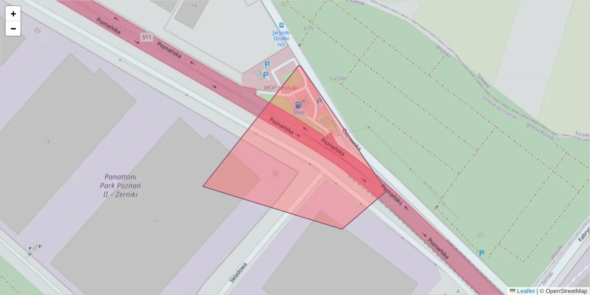 Szczegółowa mapa kodu pocztowego 60-023 z granicami, sąsiednimi kodami pocztowymi i urzędami pocztowymi