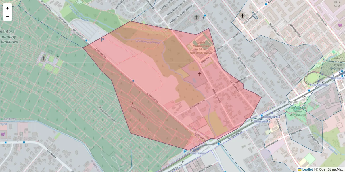 Szczegółowa mapa kodu pocztowego 60-176 z granicami, sąsiednimi kodami pocztowymi i urzędami pocztowymi
