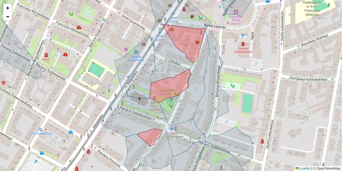 Szczegółowa mapa kodu pocztowego 60-226 z granicami, sąsiednimi kodami pocztowymi i urzędami pocztowymi