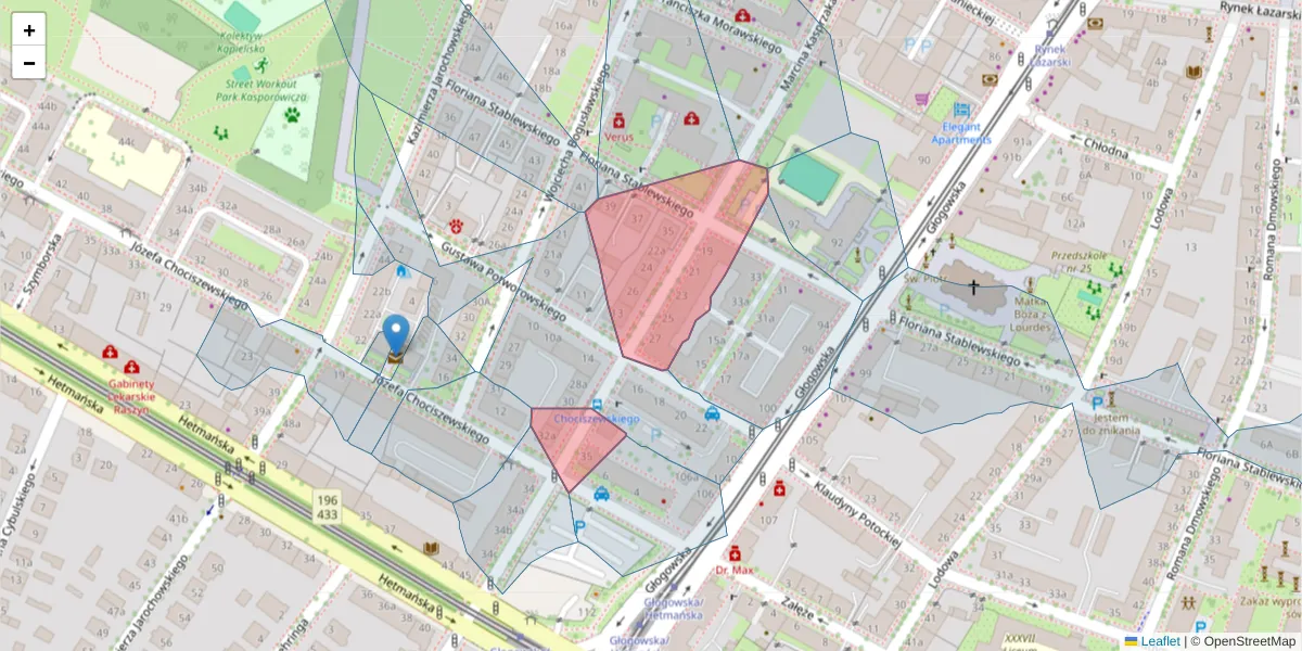 Szczegółowa mapa kodu pocztowego 60-236 z granicami, sąsiednimi kodami pocztowymi i urzędami pocztowymi