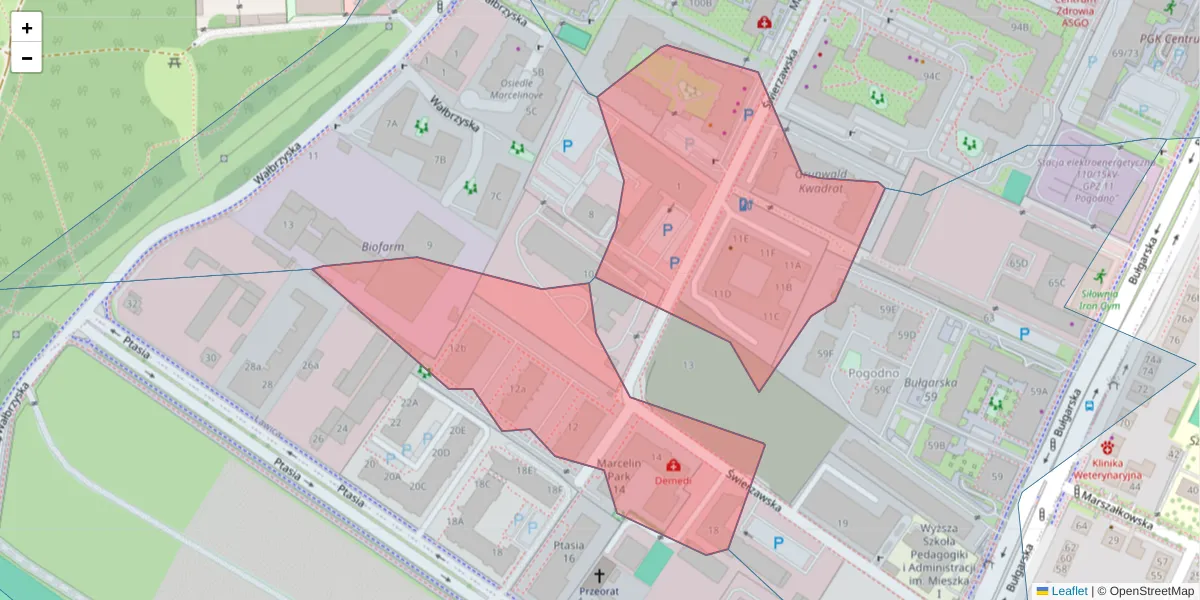 Szczegółowa mapa kodu pocztowego 60-321 z granicami, sąsiednimi kodami pocztowymi i urzędami pocztowymi