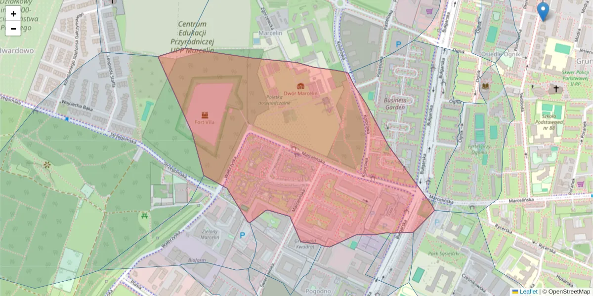 Szczegółowa mapa kodu pocztowego 60-324 z granicami, sąsiednimi kodami pocztowymi i urzędami pocztowymi
