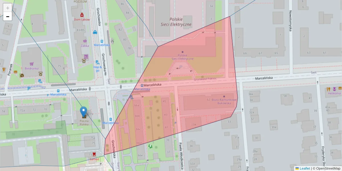 Szczegółowa mapa kodu pocztowego 60-354 z granicami, sąsiednimi kodami pocztowymi i urzędami pocztowymi