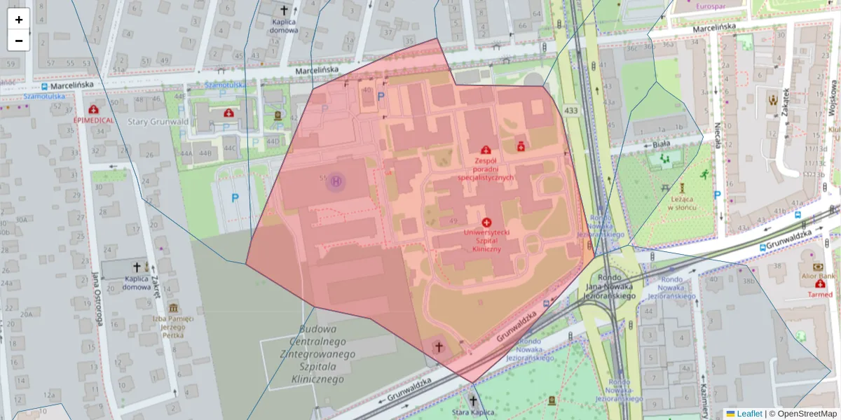 Szczegółowa mapa kodu pocztowego 60-355 z granicami, sąsiednimi kodami pocztowymi i urzędami pocztowymi