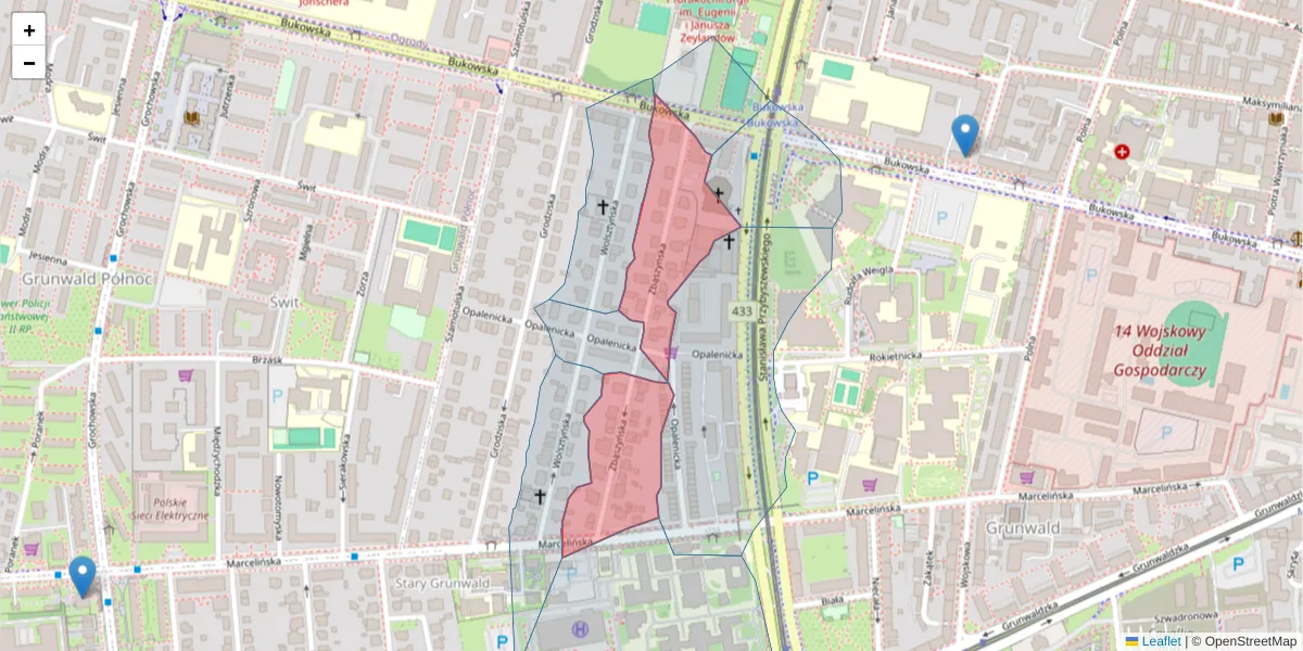 Szczegółowa mapa kodu pocztowego 60-359 z granicami, sąsiednimi kodami pocztowymi i urzędami pocztowymi