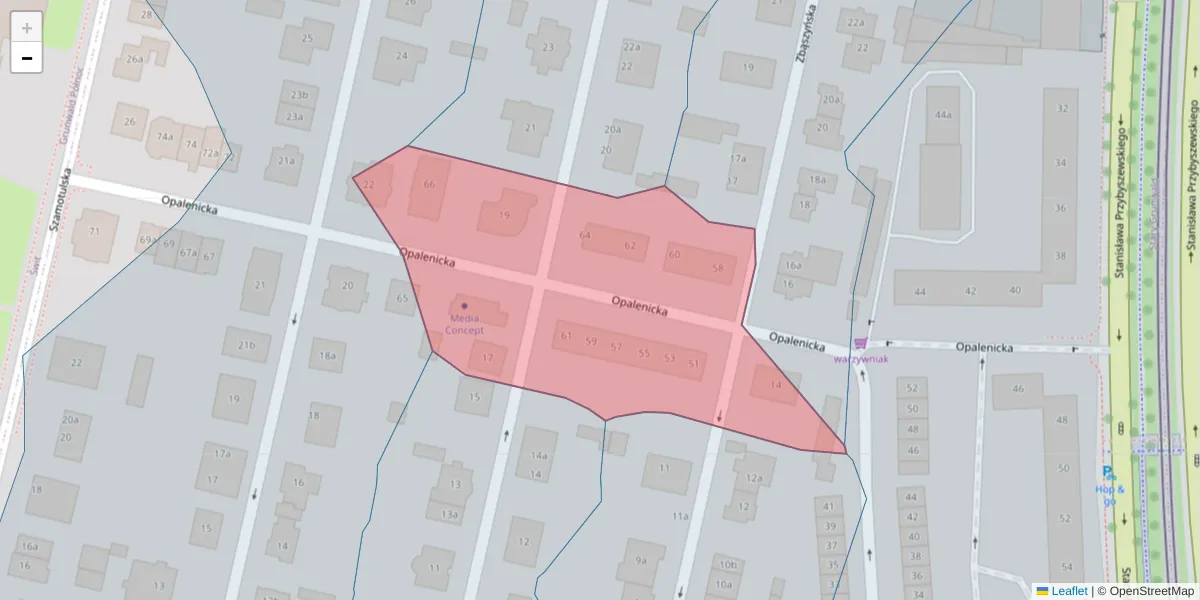 Szczegółowa mapa kodu pocztowego 60-362 z granicami, sąsiednimi kodami pocztowymi i urzędami pocztowymi