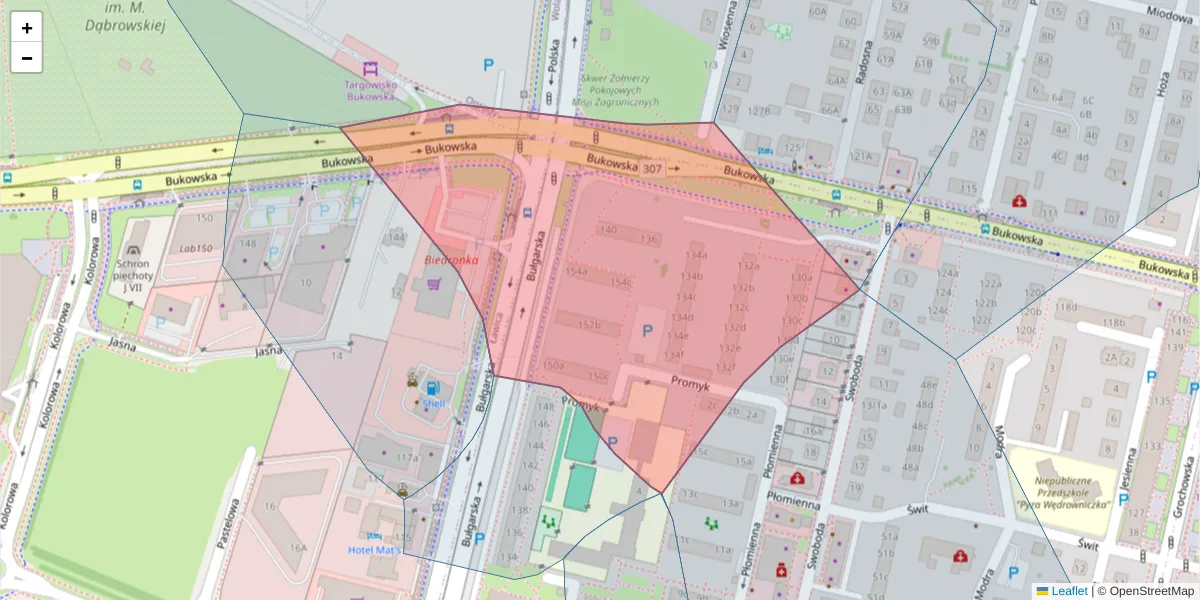 Szczegółowa mapa kodu pocztowego 60-384 z granicami, sąsiednimi kodami pocztowymi i urzędami pocztowymi