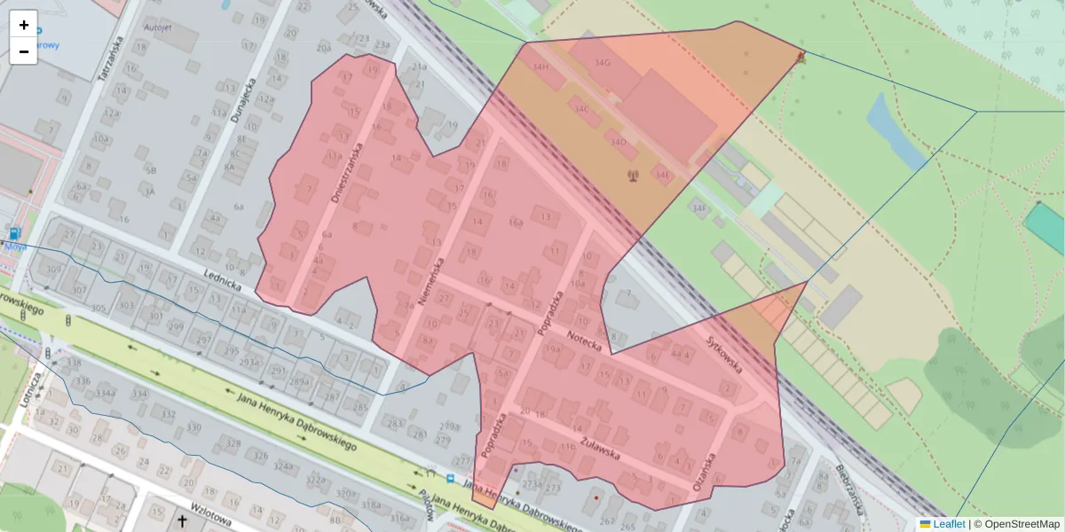 Szczegółowa mapa kodu pocztowego 60-412 z granicami, sąsiednimi kodami pocztowymi i urzędami pocztowymi