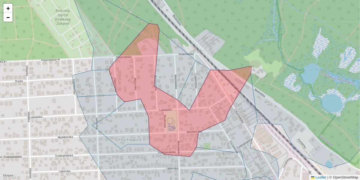 Szczegółowa mapa kodu pocztowego 60-433 z granicami, sąsiednimi kodami pocztowymi i urzędami pocztowymi