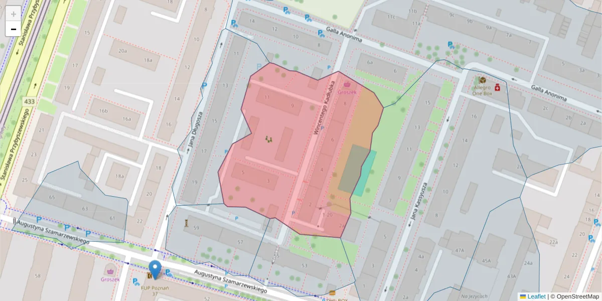 Szczegółowa mapa kodu pocztowego 60-548 z granicami, sąsiednimi kodami pocztowymi i urzędami pocztowymi