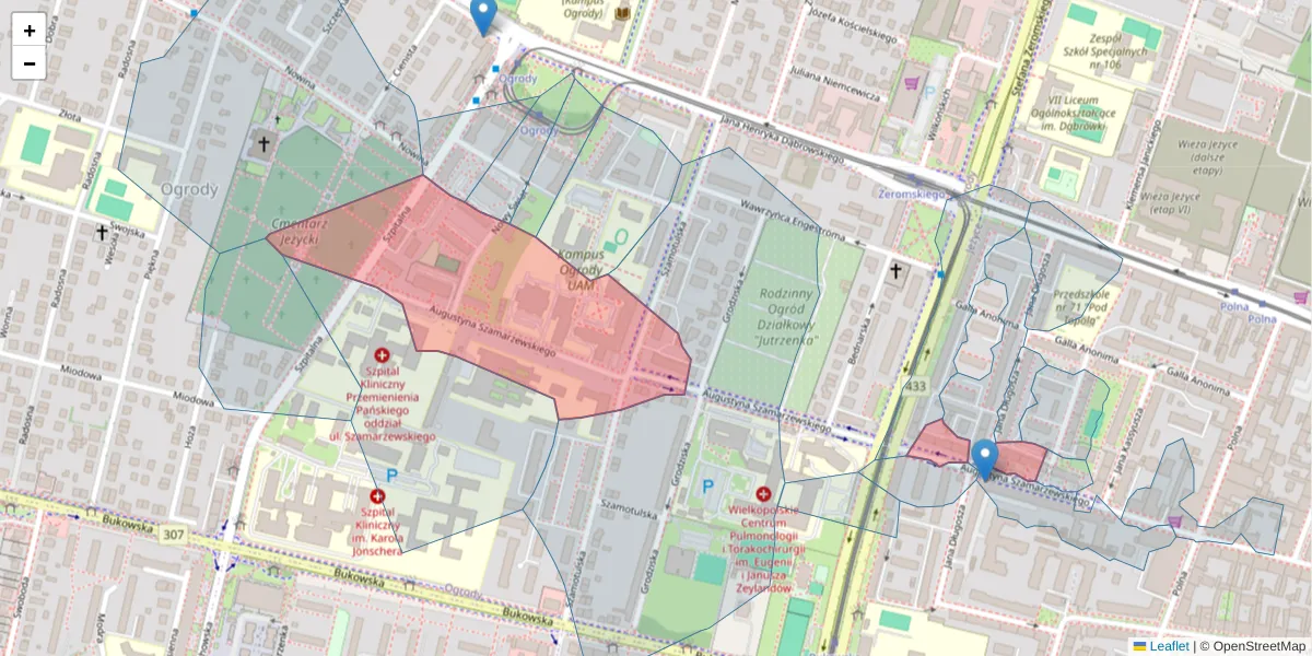 Szczegółowa mapa kodu pocztowego 60-568 z granicami, sąsiednimi kodami pocztowymi i urzędami pocztowymi