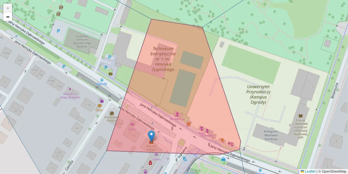 Szczegółowa mapa kodu pocztowego 60-580 z granicami, sąsiednimi kodami pocztowymi i urzędami pocztowymi