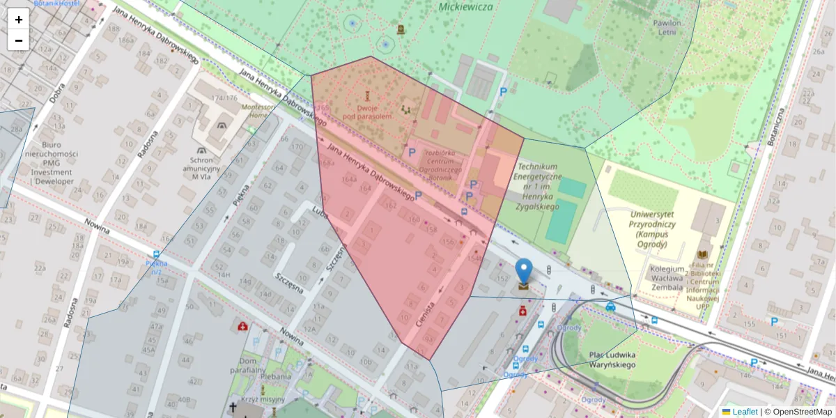 Szczegółowa mapa kodu pocztowego 60-587 z granicami, sąsiednimi kodami pocztowymi i urzędami pocztowymi