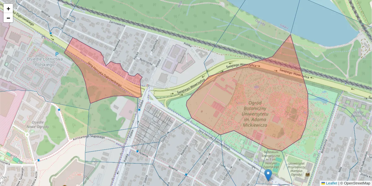 Szczegółowa mapa kodu pocztowego 60-594 z granicami, sąsiednimi kodami pocztowymi i urzędami pocztowymi