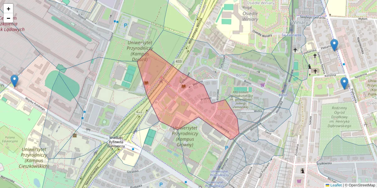 Szczegółowa mapa kodu pocztowego 60-656 z granicami, sąsiednimi kodami pocztowymi i urzędami pocztowymi