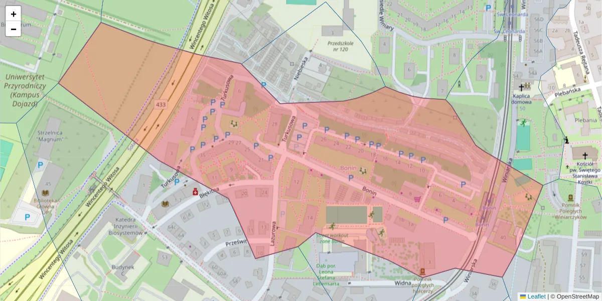 Szczegółowa mapa kodu pocztowego 60-658 z granicami, sąsiednimi kodami pocztowymi i urzędami pocztowymi