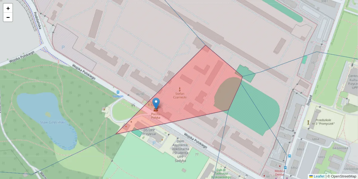 Szczegółowa mapa kodu pocztowego 60-660 z granicami, sąsiednimi kodami pocztowymi i urzędami pocztowymi