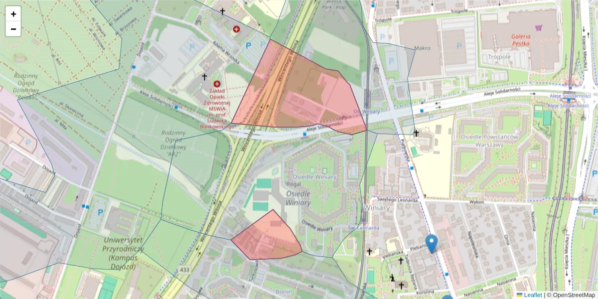 Szczegółowa mapa kodu pocztowego 60-663 z granicami, sąsiednimi kodami pocztowymi i urzędami pocztowymi