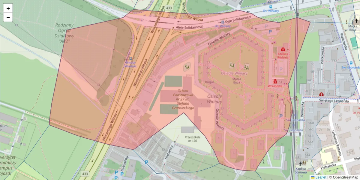 Szczegółowa mapa kodu pocztowego 60-665 z granicami, sąsiednimi kodami pocztowymi i urzędami pocztowymi