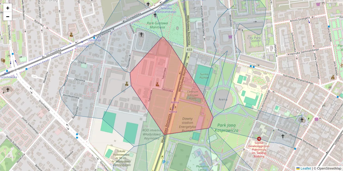 Szczegółowa mapa kodu pocztowego 60-790 z granicami, sąsiednimi kodami pocztowymi i urzędami pocztowymi