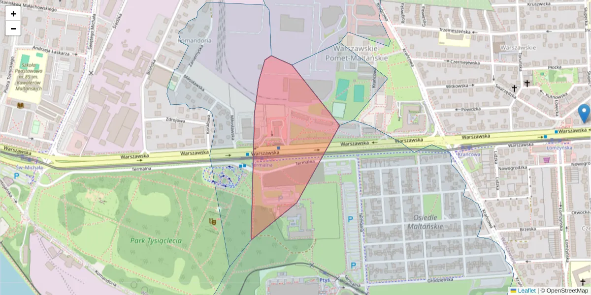Szczegółowa mapa kodu pocztowego 61-028 z granicami, sąsiednimi kodami pocztowymi i urzędami pocztowymi