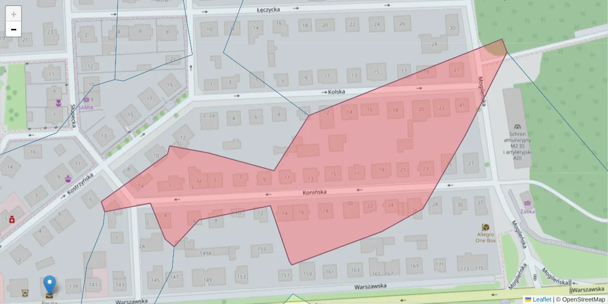 Szczegółowa mapa kodu pocztowego 61-041 z granicami, sąsiednimi kodami pocztowymi i urzędami pocztowymi