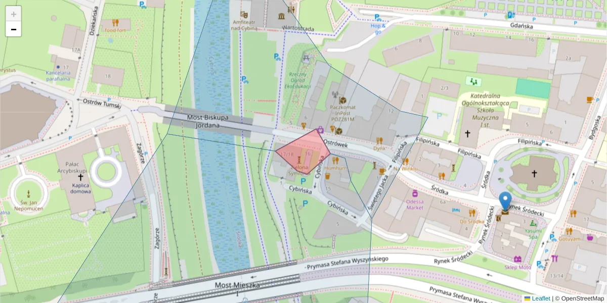 Szczegółowa mapa kodu pocztowego 61-122 z granicami, sąsiednimi kodami pocztowymi i urzędami pocztowymi