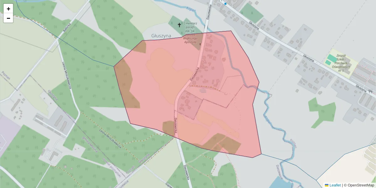 Szczegółowa mapa kodu pocztowego 61-328 z granicami, sąsiednimi kodami pocztowymi i urzędami pocztowymi