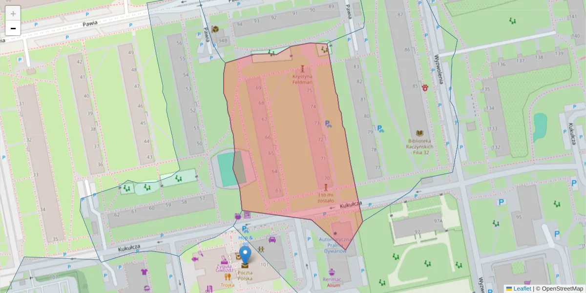Szczegółowa mapa kodu pocztowego 61-378 z granicami, sąsiednimi kodami pocztowymi i urzędami pocztowymi