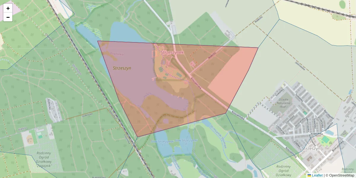 Szczegółowa mapa kodu pocztowego 61-480 z granicami, sąsiednimi kodami pocztowymi i urzędami pocztowymi