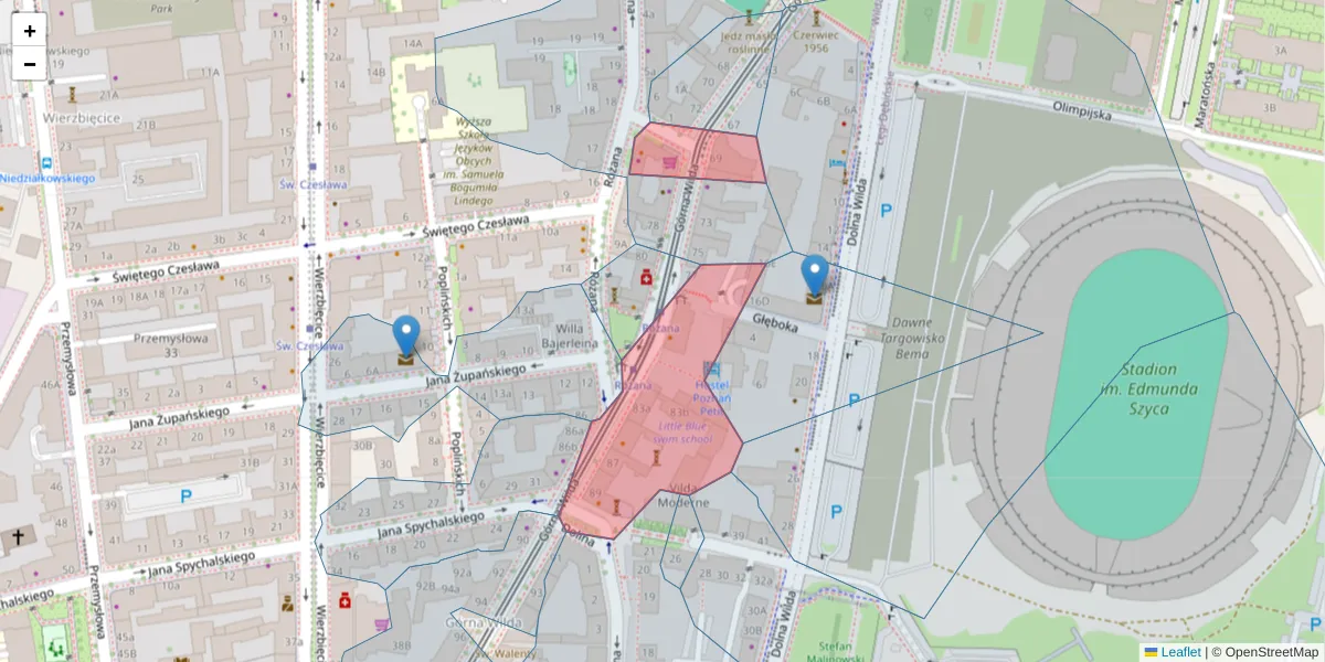 Szczegółowa mapa kodu pocztowego 61-563 z granicami, sąsiednimi kodami pocztowymi i urzędami pocztowymi