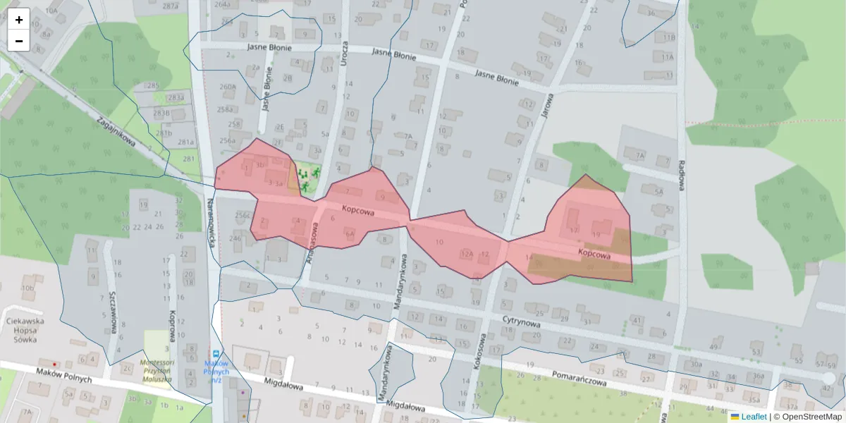 Szczegółowa mapa kodu pocztowego 61-605 z granicami, sąsiednimi kodami pocztowymi i urzędami pocztowymi