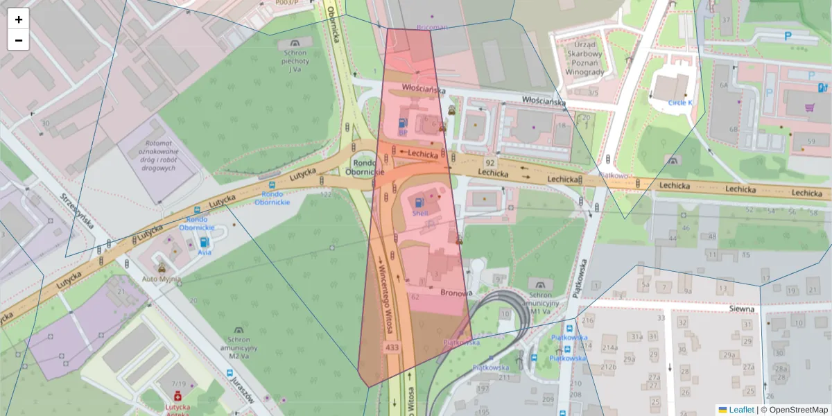 Szczegółowa mapa kodu pocztowego 61-691 z granicami, sąsiednimi kodami pocztowymi i urzędami pocztowymi