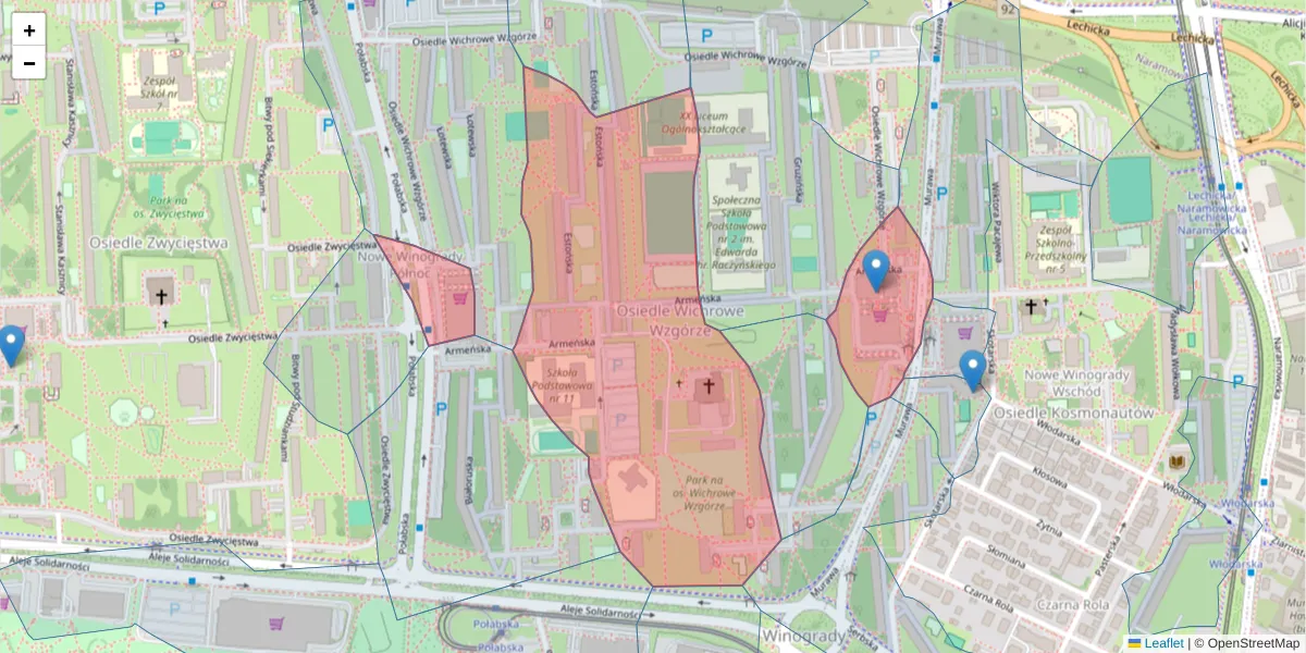 Szczegółowa mapa kodu pocztowego 61-699 z granicami, sąsiednimi kodami pocztowymi i urzędami pocztowymi