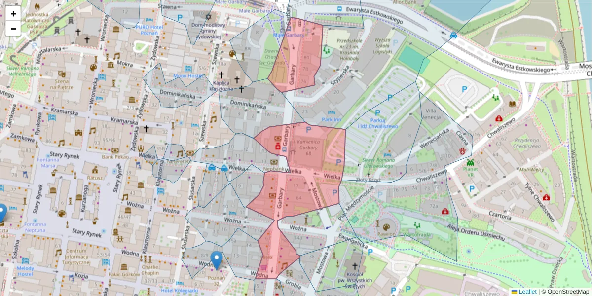 Szczegółowa mapa kodu pocztowego 61-758 z granicami, sąsiednimi kodami pocztowymi i urzędami pocztowymi