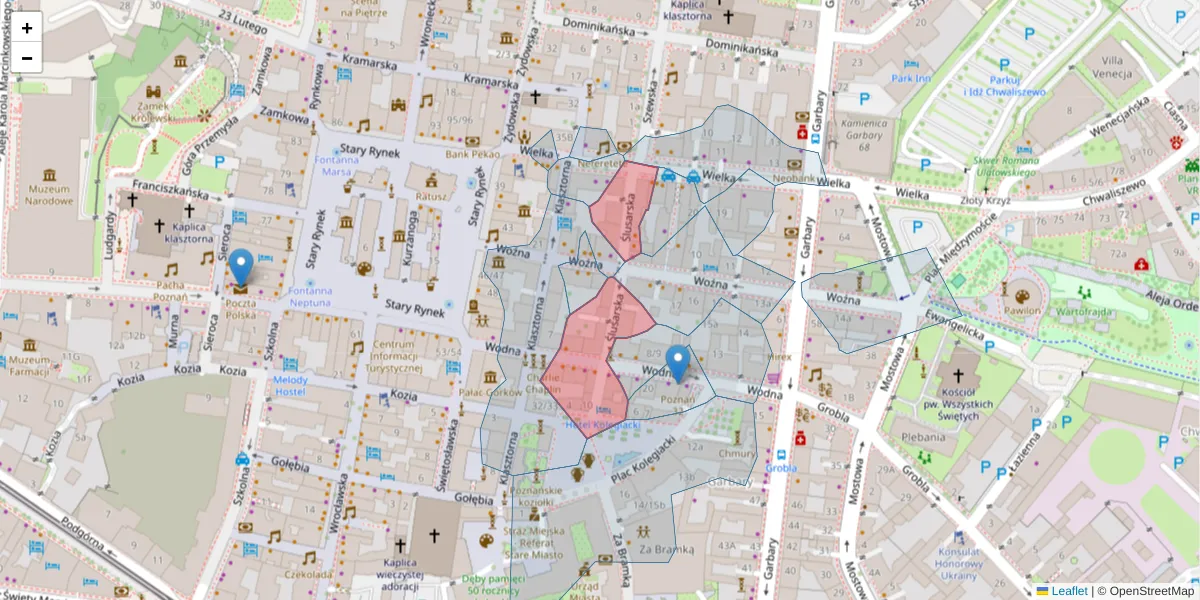 Szczegółowa mapa kodu pocztowego 61-778 z granicami, sąsiednimi kodami pocztowymi i urzędami pocztowymi