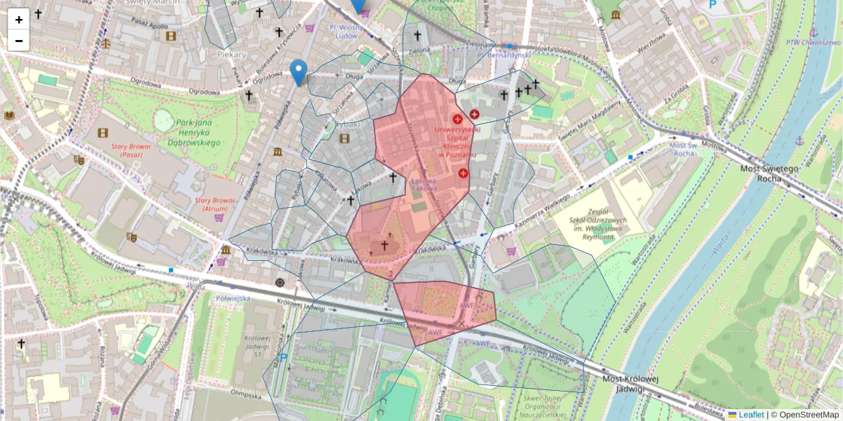 Szczegółowa mapa kodu pocztowego 61-846 z granicami, sąsiednimi kodami pocztowymi i urzędami pocztowymi
