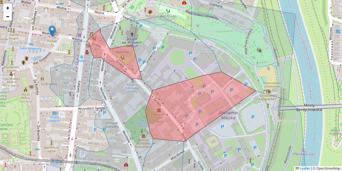 Szczegółowa mapa kodu pocztowego 61-858 z granicami, sąsiednimi kodami pocztowymi i urzędami pocztowymi