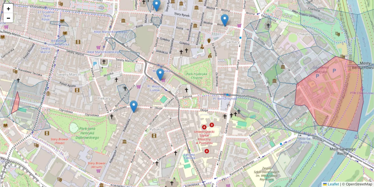 Szczegółowa mapa kodu pocztowego 61-859 z granicami, sąsiednimi kodami pocztowymi i urzędami pocztowymi