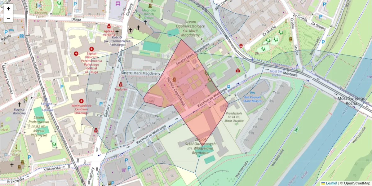 Szczegółowa mapa kodu pocztowego 61-862 z granicami, sąsiednimi kodami pocztowymi i urzędami pocztowymi