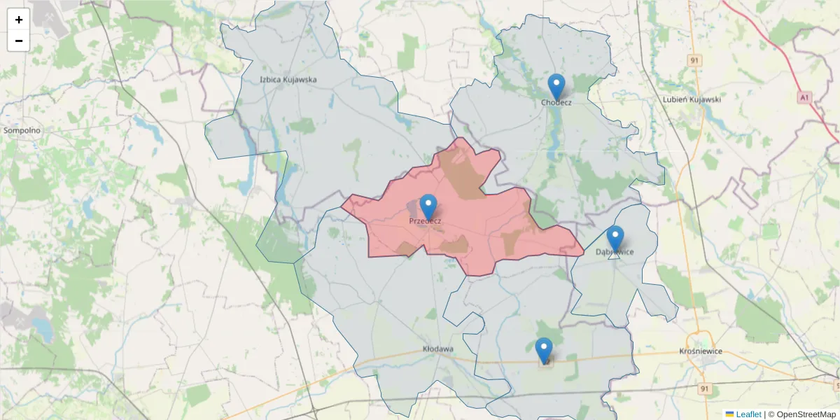 Szczegółowa mapa kodu pocztowego 62-635 z granicami, sąsiednimi kodami pocztowymi i urzędami pocztowymi