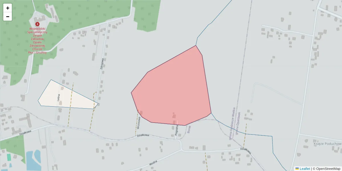 Szczegółowa mapa kodu pocztowego 62-824 z granicami, sąsiednimi kodami pocztowymi i urzędami pocztowymi