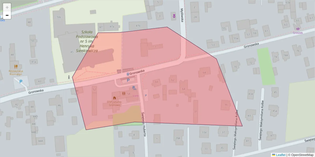 Szczegółowa mapa kodu pocztowego 64-103 z granicami, sąsiednimi kodami pocztowymi i urzędami pocztowymi